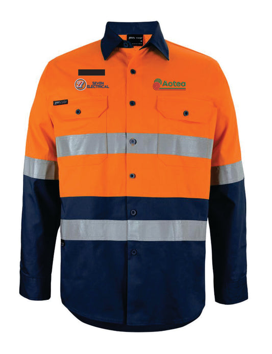 Seven Electrical LS Work shirt with embroidery and velcro strip for name tags