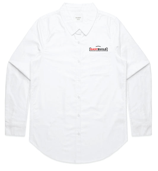 EasyBuild Oxford Women's White Long Sleeved Shirt