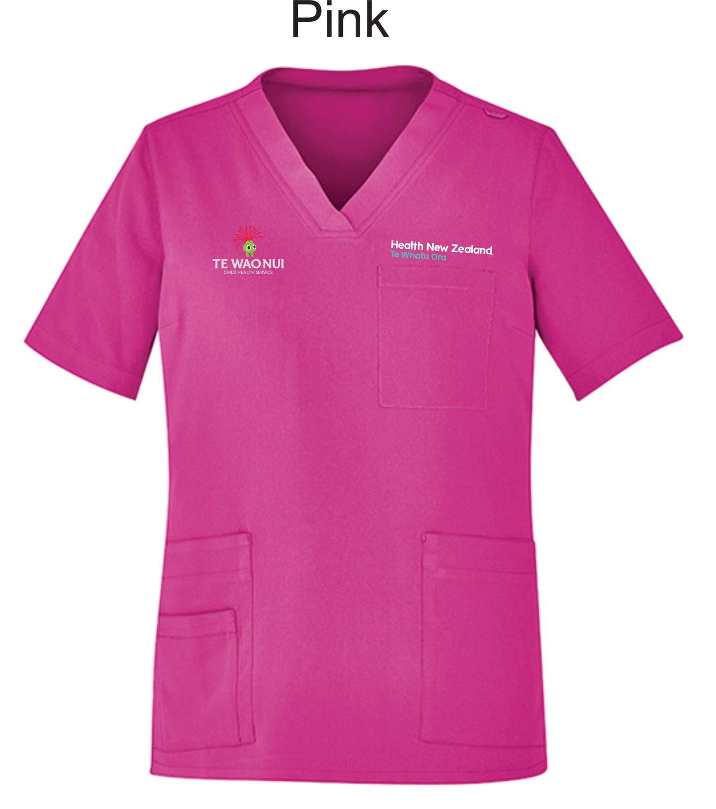 Unisex Pink V-Neck Scrub Top