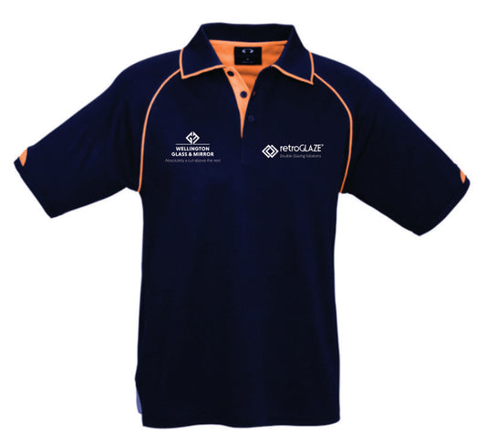 Wellington Glass Fusion Polo. Navy/Fluoro Orange