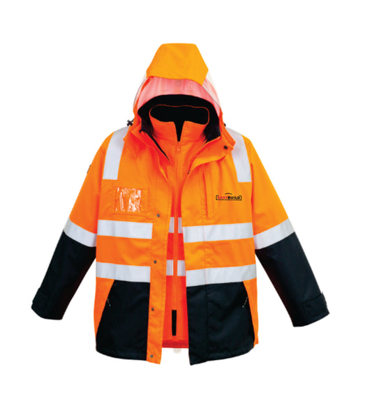 EasyBuild Hi Vis 4 In 1 Waterproof Jacket And Vest