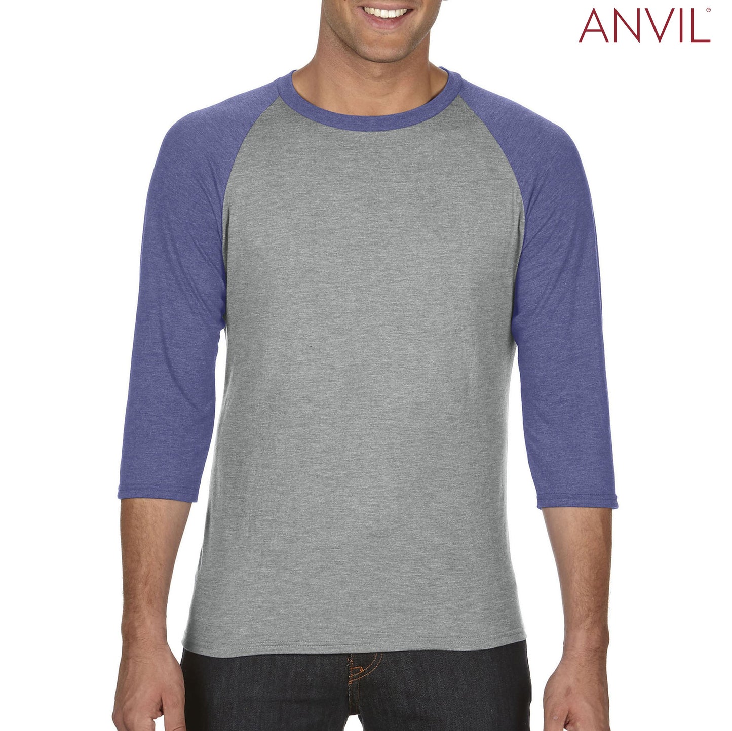 6755 Anvil Adults Tri-Blend ¾ Sleeve Raglan T-Shirt