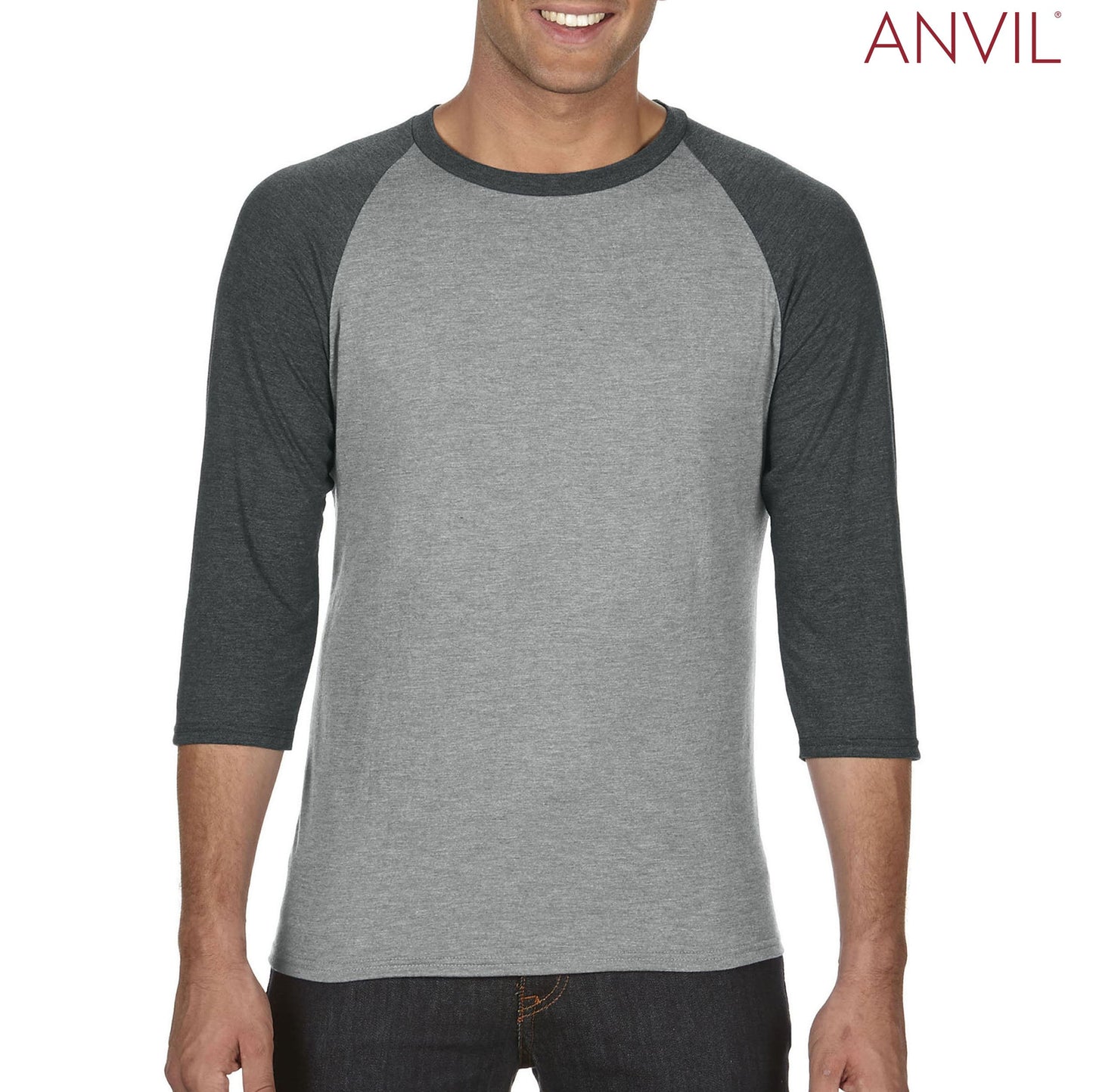 6755 Anvil Adults Tri-Blend ¾ Sleeve Raglan T-Shirt