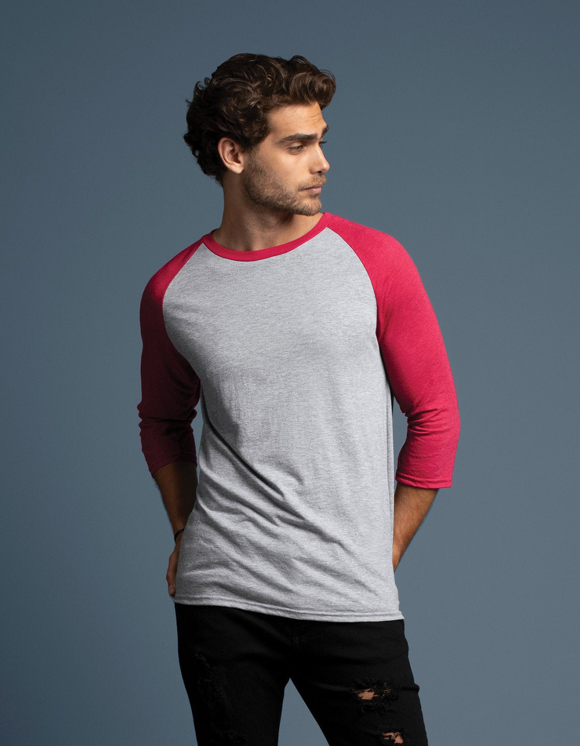 6755 Anvil Adults Tri-Blend ¾ Sleeve Raglan T-Shirt